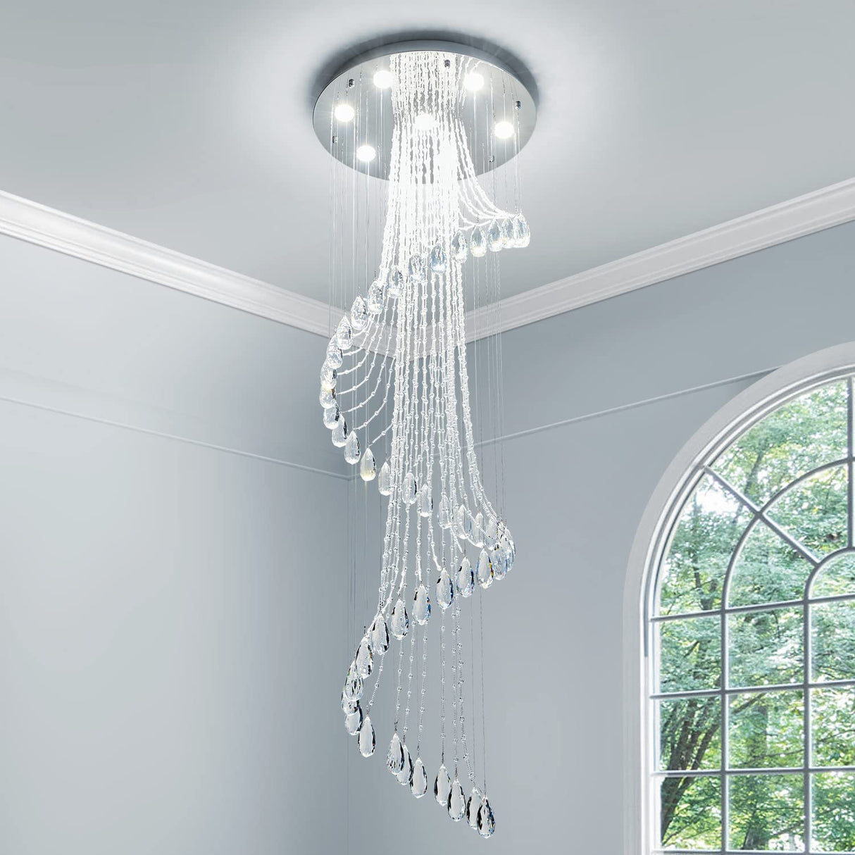 7-Lights K9 Crystal Chandelier Raindrop Chandelier Light Fixture