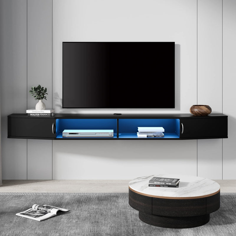 Floating TV Stand Wall Mounted Shelf with Blue Lights