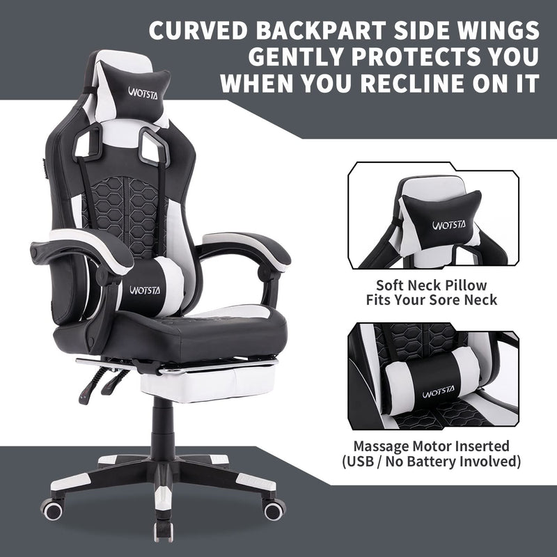 Ergonomic PC Gaming Chair with Footrest Comfortable Headrest