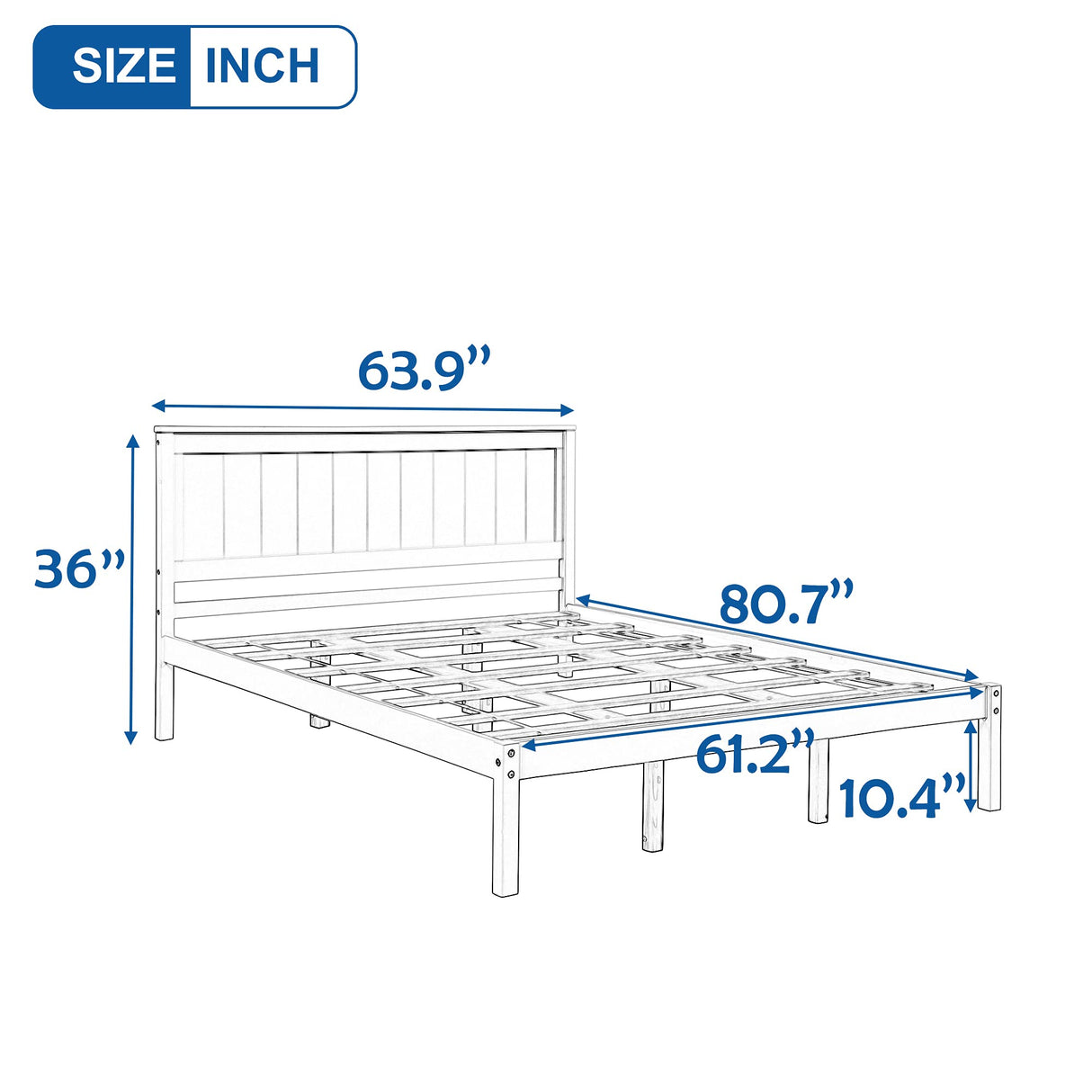 Queen Size Platform Bed Frame with Headboard