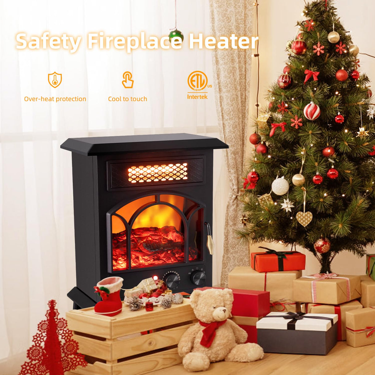 Freestanding Infrared Fireplace Heater for Indoor Use