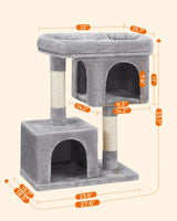 Cat Tree with Sisal-Covered Scratching Posts and 2 Plush Condos