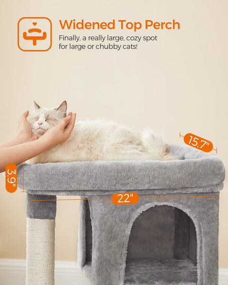 Cat Tree with Sisal-Covered Scratching Posts and 2 Plush Condos