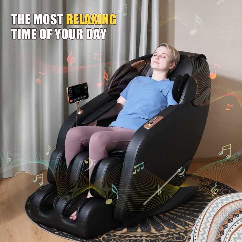 Luxury Massage Chair Full Body, Ergonomic SL-Track Zero Gravity Massage Chairs with Mat, Back Heating, AI Voice Control, Thai Stretch