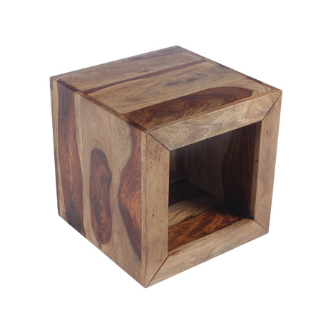 Cube Shape Rosewood Side Table with Cutout Bottom