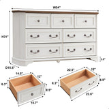 Farmhouse 7 Drawers Dresser Chests for Bedroom, Wood Rustic Tall Chest of Drawers