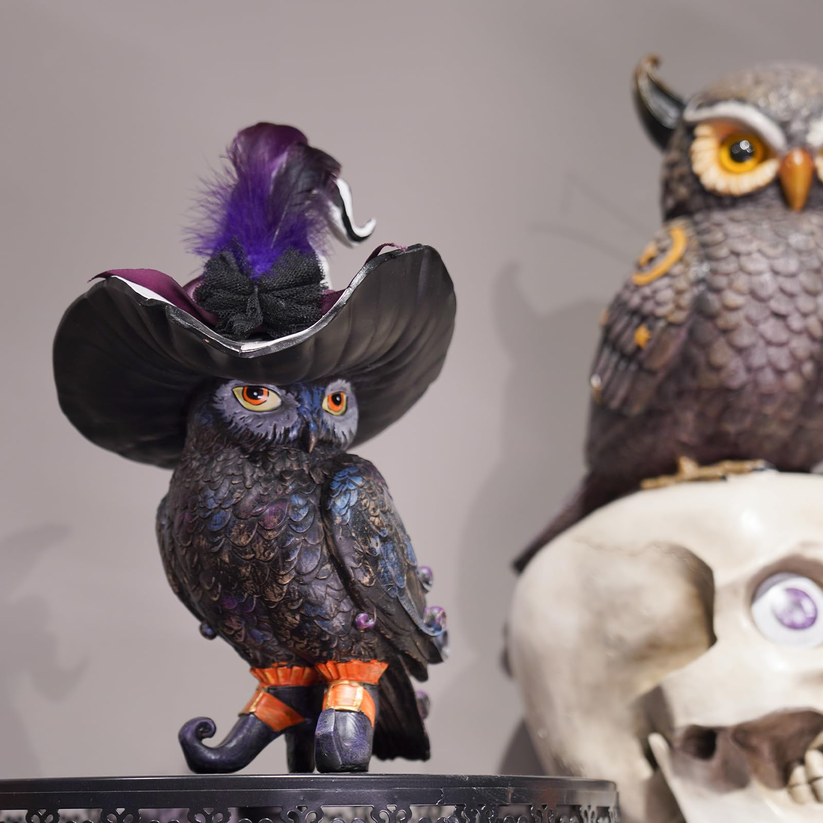 Owl Decor Halloween Decoration Indoor - Resin Black Owl Statues