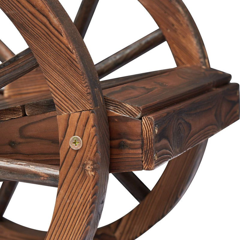 2PCS Wagon Wheel Wood Rocking Chair Outdoor Furniture Patio Chairs Armrest Rocker