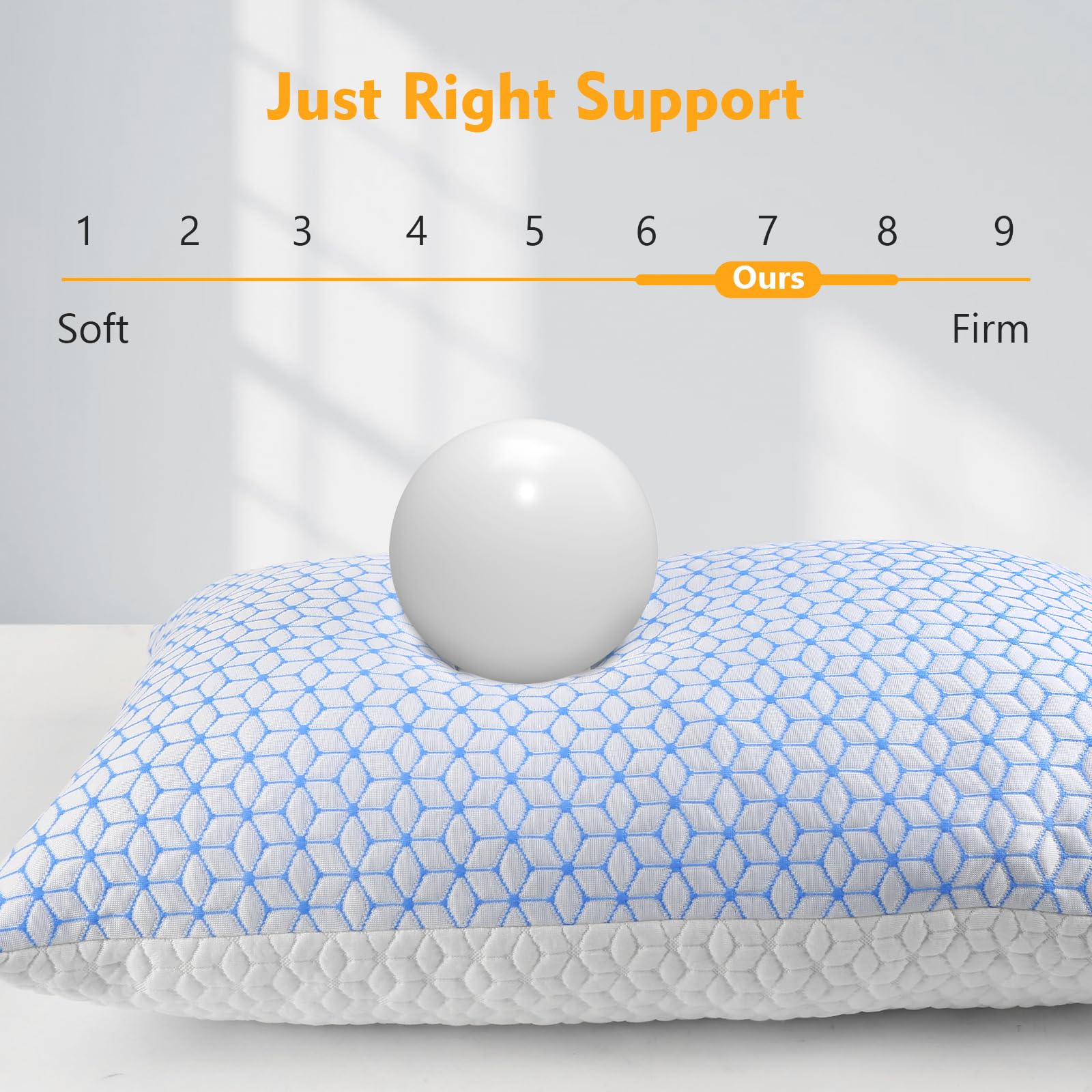 Standard Pillows Set of 2, Firm Pillows Standard Size for Bed Shredded