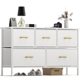 Dresser for Bedroom with 5 Drawers, White Dresser for Closet, Living Room