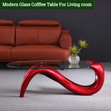 Oval Glass Coffee Table,Contemporary Coffee Table for Living Room