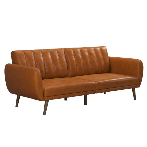 Brittany Futon, Convertible Sofa & Couch, Camel Faux Leather Sofas