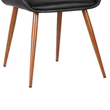 Panda Dining Chair in Black Faux Leather and Walnut Wood Finish