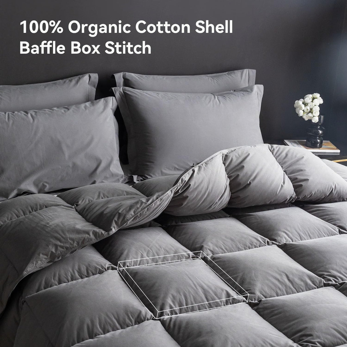 Goose Feather Down Comforter King Size,Hotel Style Bedding Comforter,750+ Fill Power