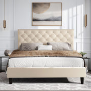 Queen Size Bed Frame with Upholstered Headboard