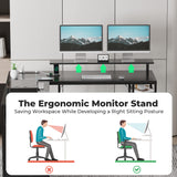 Reversible Computer Desk with Power Outlets & File Cabinet