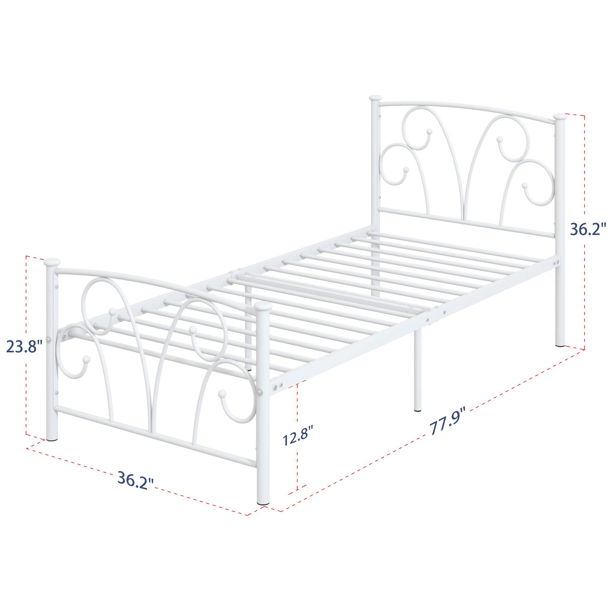 Twin Bed Frame with Headboard, Metal Platform Bed Frame with 12 Inch Storage Space