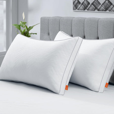 Pillows Standard Size Set of 2, Fluffy Pillows for Bed with Down Alternative