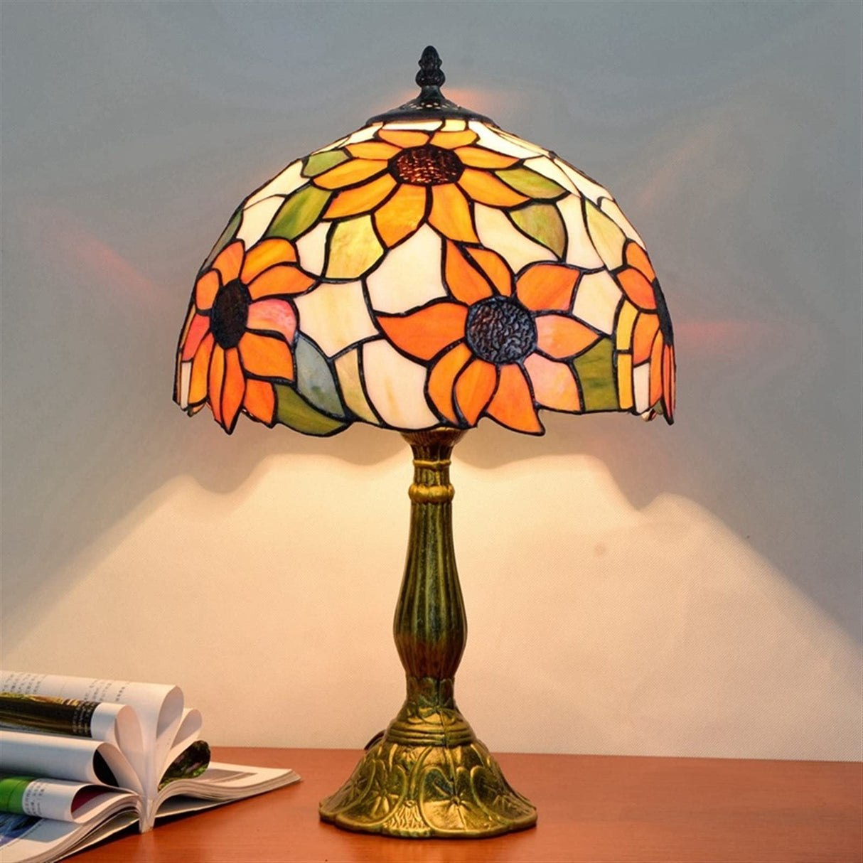 Tiffany Lamp Stained Glass Lamp Sunflower Yellow Bedroom