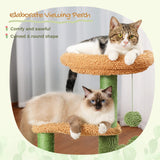 Cat Tree 32 Inches Cactus Cat Tower with Sisal Covered Scratching Post, Cozy Condo