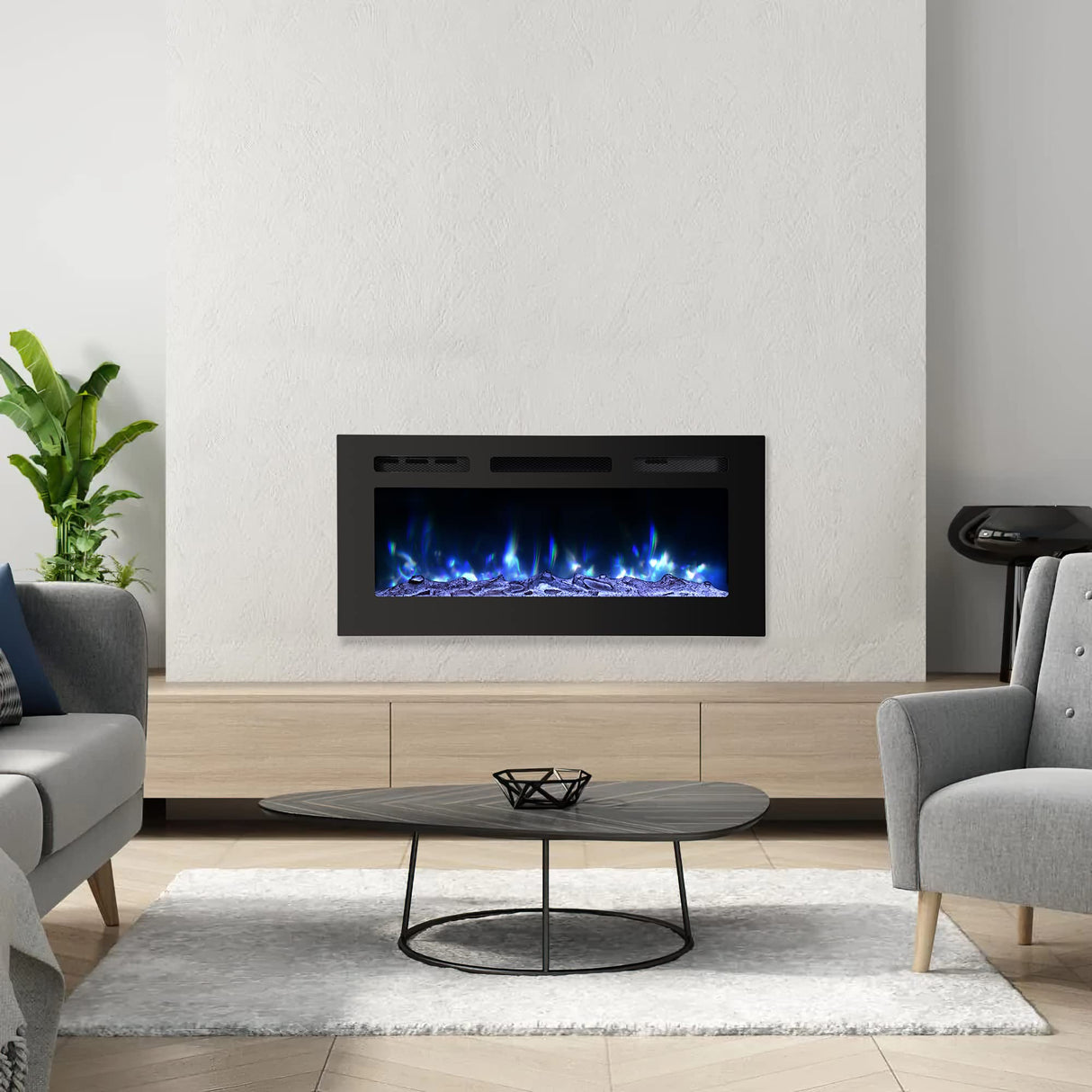 Wall Fireplace Electric with Remote Control