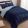 Queen Size Comforter Set - Reversible Washed Microfiber Navy and Blue Comforter