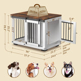 Dog Crate Furniture for Large Dogs Up to 60 lbs. - Barn Door Puppy Kennel w/Thickened