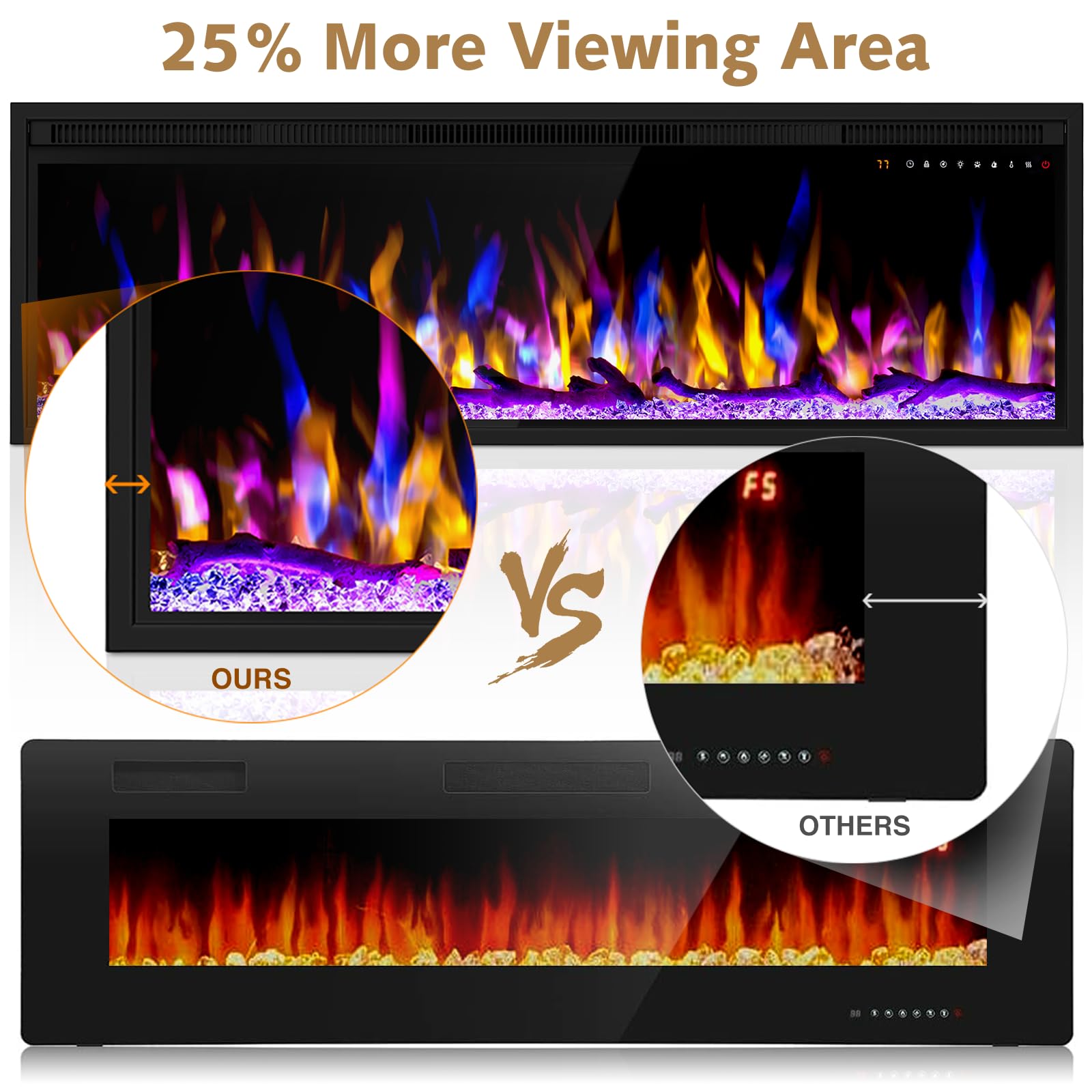 Recessed in-Wall and Wall Mounted Linear Heater Fireplace