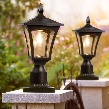 Outdoor Solar Light Fixture with 3" Pier Mount Base, Dusk to Lamp