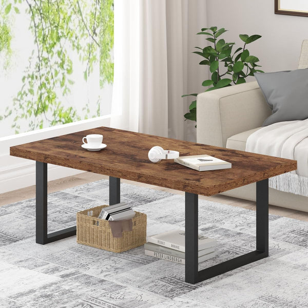 Rustic Living Room Table, Simple Industrial Rectangle Coffee Table, Modern Minimalist Farmhouse Wooden Center Table