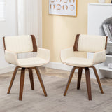 Swivel Accent Faux Leather Dining Chairs Set of 2, Mid Century Modern Chairs