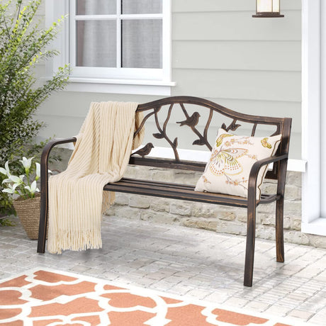 Outdoor Garden Park Bench Patio , Bench with Backrest and Armrests