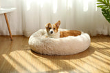 Shag Vegan Fur Donut Comfortable Dog Bed for Medium Dogs