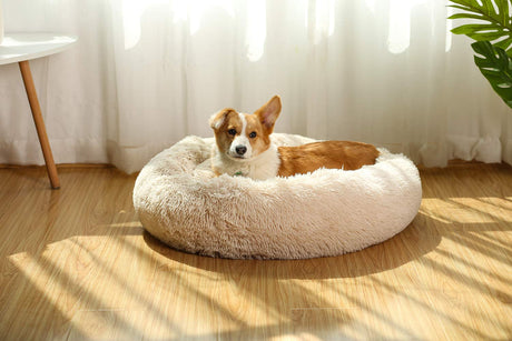 Shag Vegan Fur Donut Comfortable Dog Bed