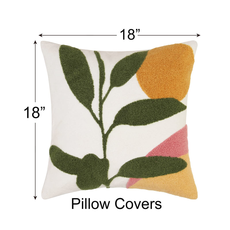 Abstract Boho Pillow Covers 18x18,Soft Mid Century Geometric Floral Decorative Throw Pillows for Couch Bed Sofa Bedroom（Only 1 Pillow Cover）