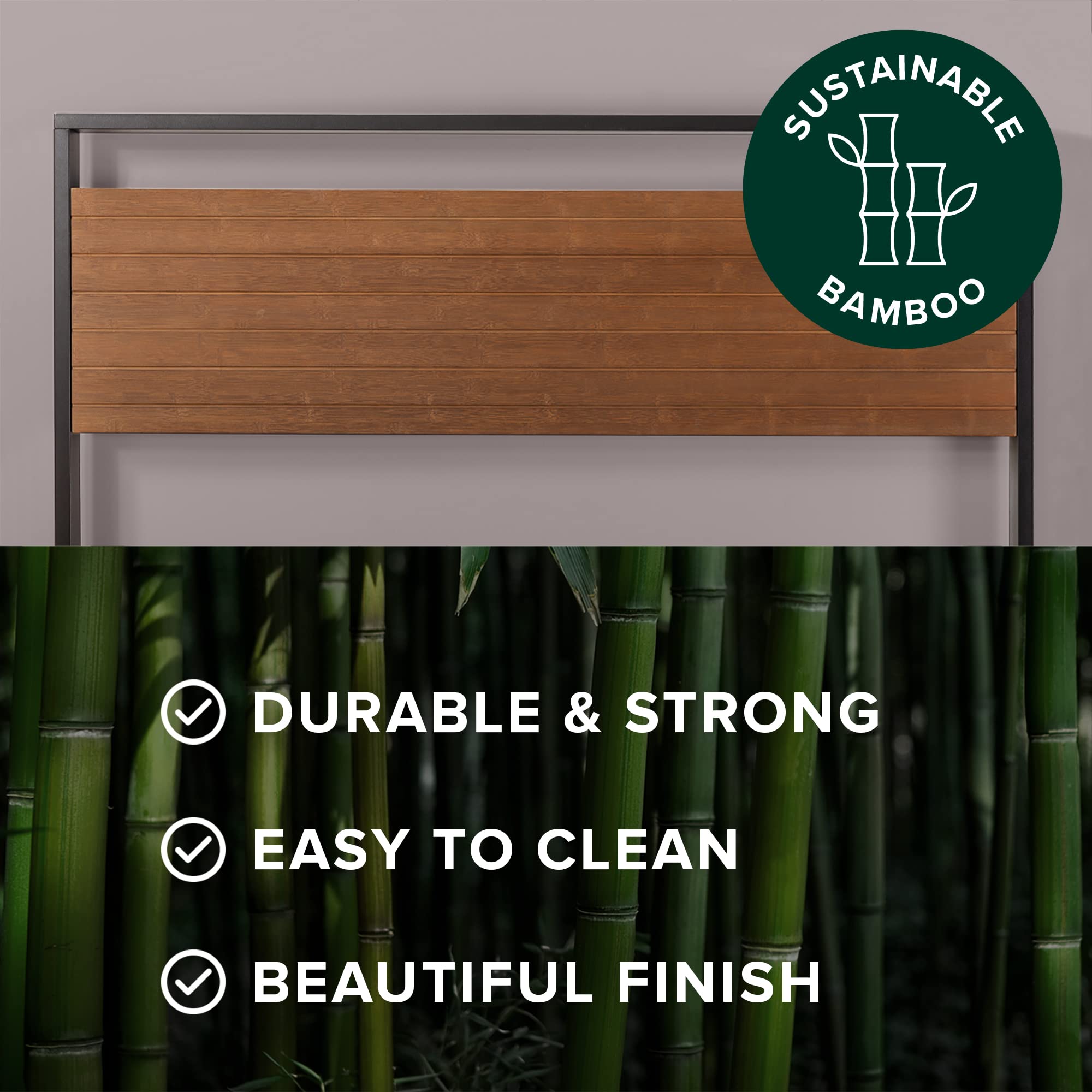 Suzanne 37 Inch Bamboo and Metal Platform Bed Frame=