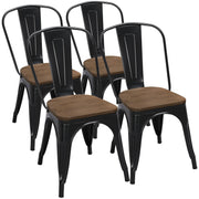 18 Inch Classic Iron Metal Dining Chair with Wood Top/Seat