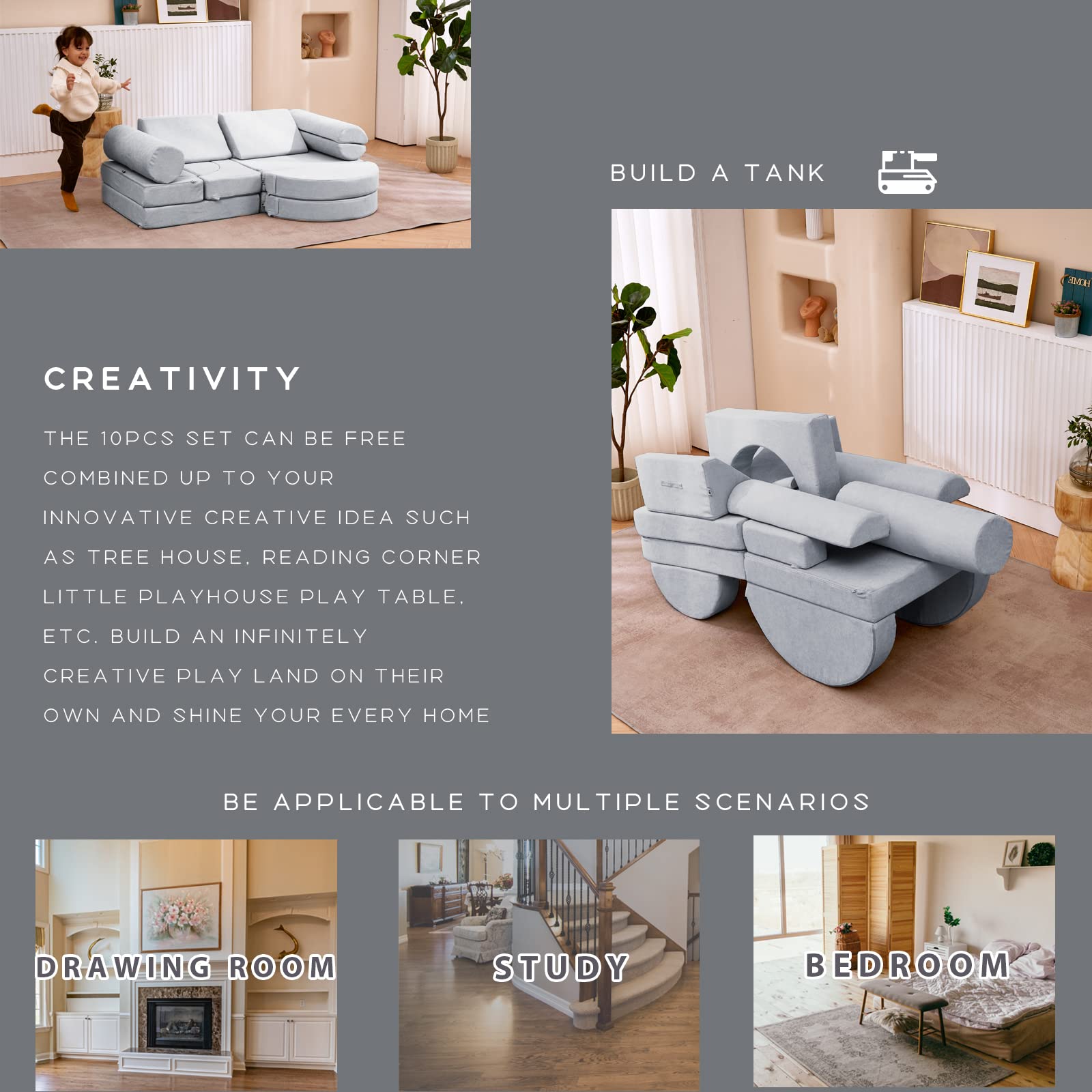 Floor Sofa Modular Furniture for Adults, Playhouse Play Set