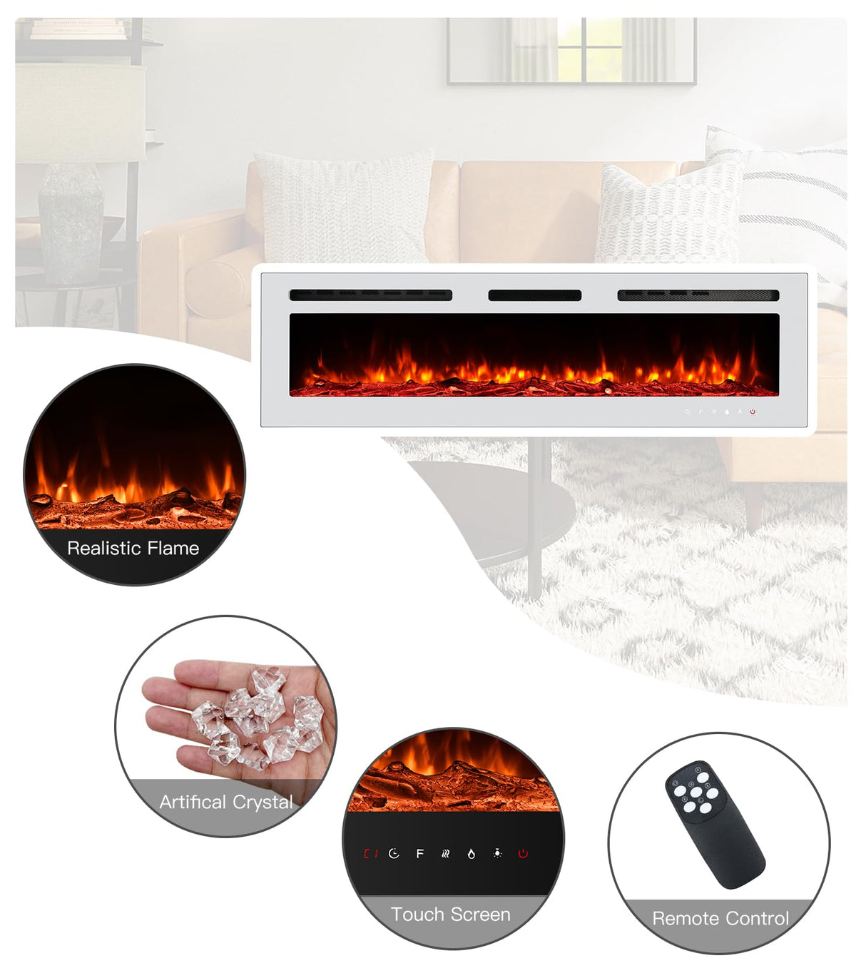 Extra-Thin Electric Fireplace 4inch Thickness