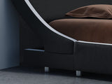 Modern Low Profile Platform Bed Frame Queen Size, Stylish Faux Leather Upholstered