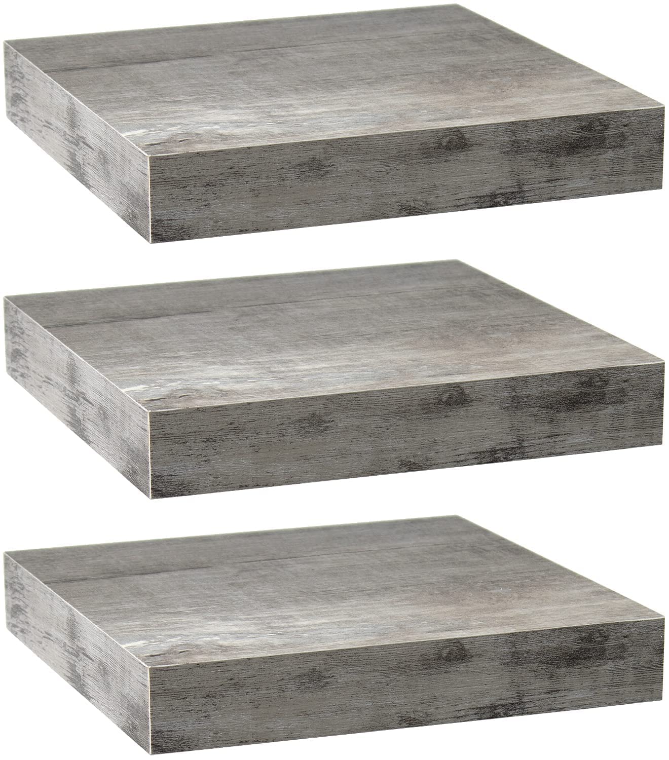 Square Floating Shelf for Wall - 3 Small Shelves with Invisible Mounting Brackets