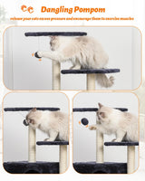 Cat Tree for Indoor Cats 43 Inch Tall Cat Climbing Tower with Sisal-Covered