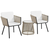 3 Piece Patio Bistro Set, Outdoor All-Weather Conversation Bistro Set