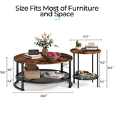 Round Coffee Table and End Table Set for Living Room