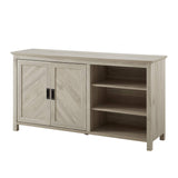 Modern Wood Grooved Buffet Sideboard with Open Storage