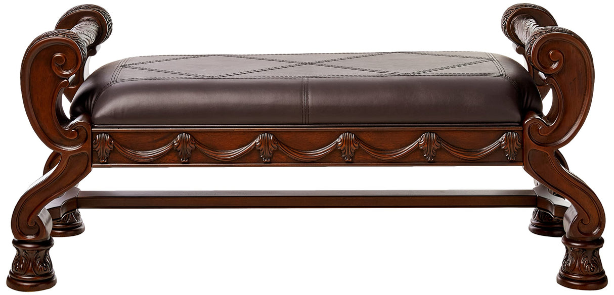 North Shore Ornate Faux Leather Upholstered Bedroom Bench