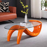 Oval Glass Coffee Table,Contemporary Coffee Table for Living Room