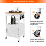 Rolling Kitchen Island with Single Door Cabinet and Storage Shelf