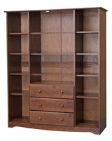 100% Solid Wood Family Wardrobe/Armoire/Closet, Mocha. 3 Clothing Rods Included