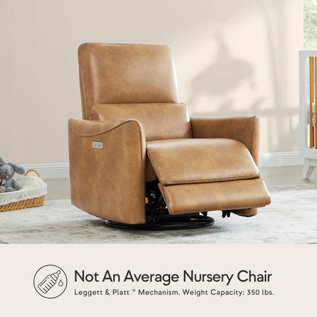 Power Recliner Swivel Glider, Upholstered Faux Leather Living Room Reclining Sofa Chair